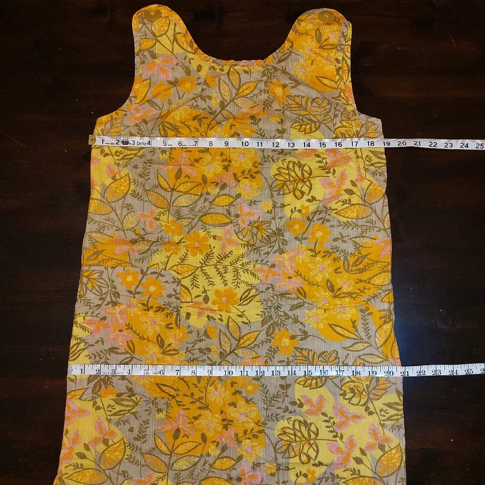 Vintage Handmade Orange, Pink, Tan, Yellow Floral Dress, size medium - Picture 5 of 8